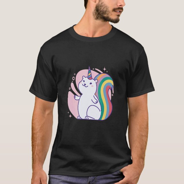 Camiseta Cute rainbow unicorn squirrel (Frente)