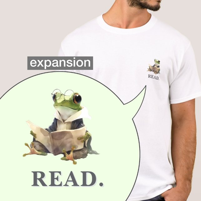 Camiseta Cute Reading Frog Bookworm Custom Text Pocket Size (Criador carregado)