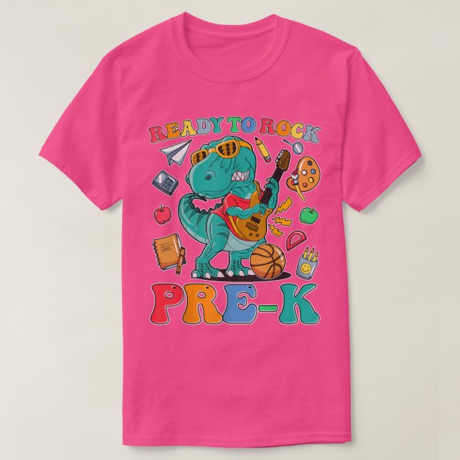Camiseta Cute Ready to Rock PreK Dinosaur Rock Back to Scho (Frente do Design)