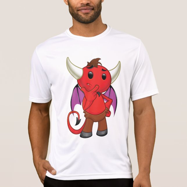 Camiseta Cute Red Devil Character Thinking Mischievous (Frente)