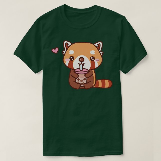 Camiseta Cute Red Panda Adora Bble Bebendo Chá 1 (Frente do Design)