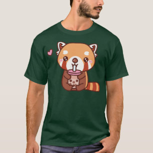 Camiseta Cute Red Panda Adora Bble Bebendo Chá 1