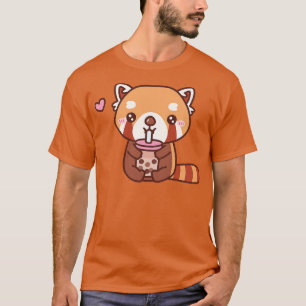 Camiseta Cute Red Panda Adora Chá Bebendo