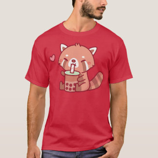 Camiseta Cute Red Panda Adora Chá Bebendo