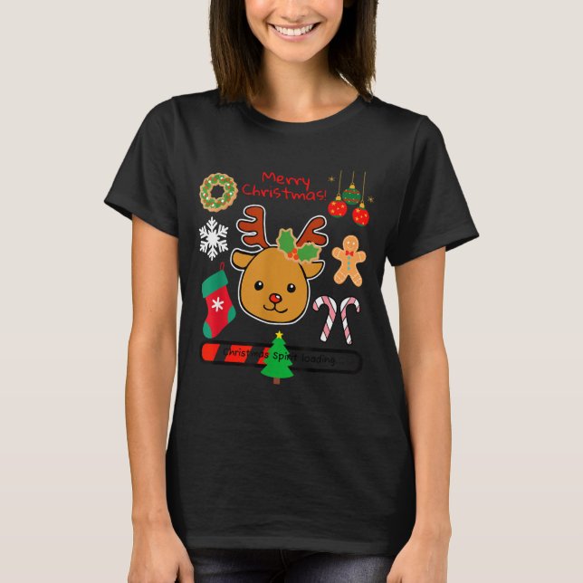 Camiseta Cute Reindeer Christmas Cartoon Holiday Festive Ar (Frente)