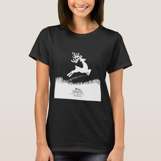 Camiseta Cute Reindeer Merry Xmas Merry Christmas Happy New (Frente)