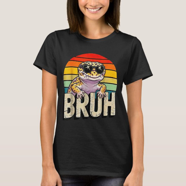 Camiseta Cute Reptile Kids Boys Girls Bruh Leopard Gecko Lo (Frente)