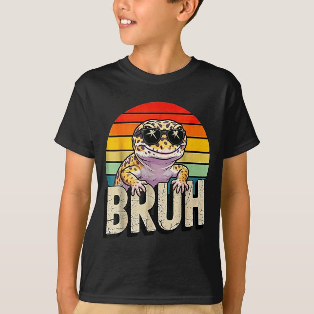Camiseta Cute Reptile Kids Boys Girls Bruh Leopard Gecko Lo (Frente)