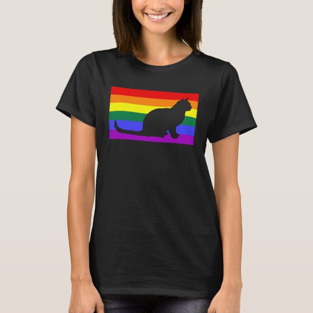 Camiseta Cute Rescue Cat Love LGBTQ Gay Pride Flag Queer (Frente)