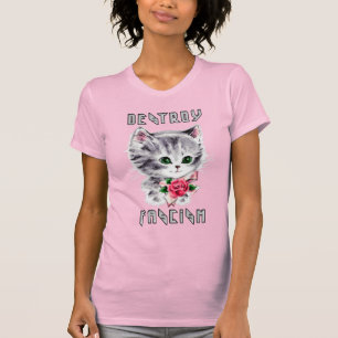 Camiseta Cute Retro Kitten - Destrua o fascismo