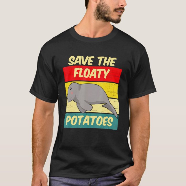 Camiseta Cute Retro-Manateado Engraçado Salve As Batatas Fl (Frente)