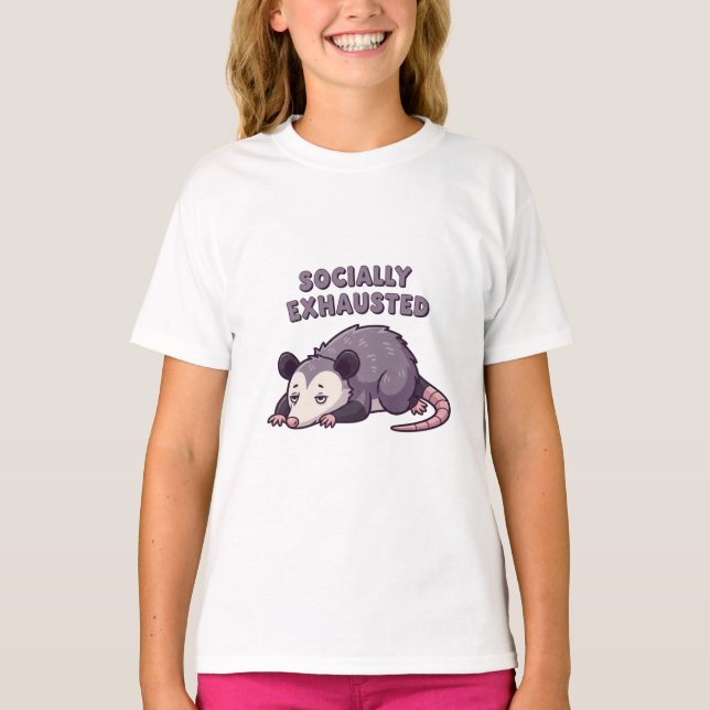 Camiseta Cute Retro Possum Quiet Girls T-Shirt (Frente)
