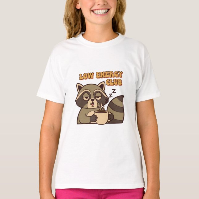 Camiseta Cute Retro Raccoon Low Energy Girls T-Shirt (Frente)