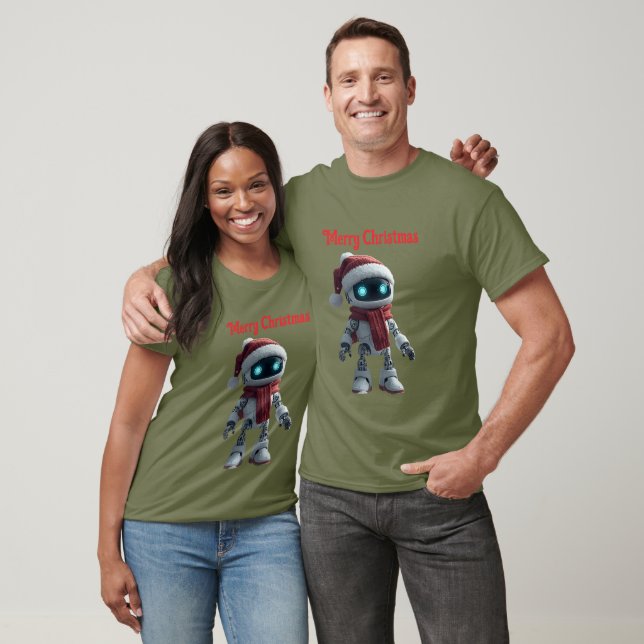 Camiseta  cute robot Christmas holiday tech T-Shirt (Unissex)