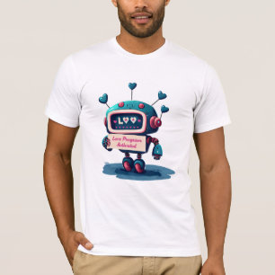 Camiseta Cute Robot with Love Valentines Message,