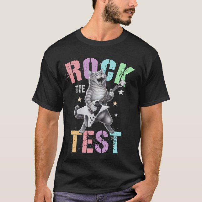 Camiseta Cute ROCK THE TEST Dia de Testes Professor Históri (Frente)
