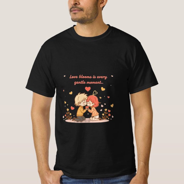 Camiseta Cute Romantic Anime Couple - Love Moment (Frente)