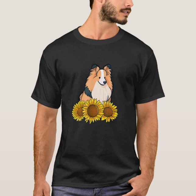 Camiseta Cute Rough Collie Dog Sunflower Graphic for Women  (Frente)