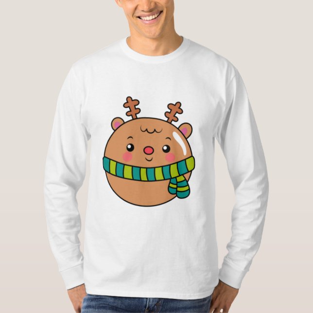 Camiseta Cute Round Deer in Scarf  (Frente)
