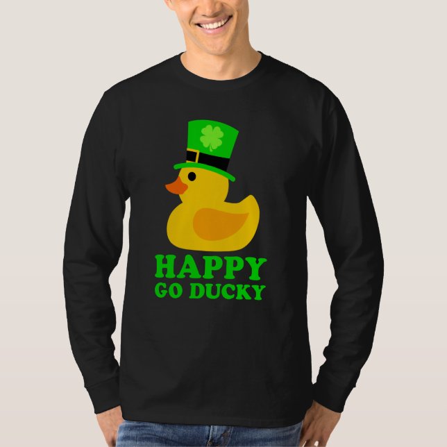 Camiseta Cute Rubber Duck Lucky Four Leaf C Leprechaun Hat (Frente)
