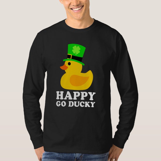 Camiseta Cute Rubber Duck Lucky Four Leaf C Leprechaun Hat  (Frente)