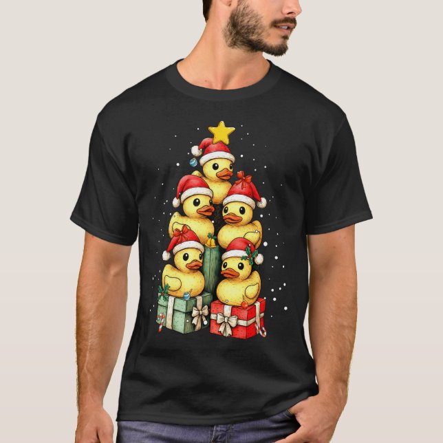 Camiseta Cute Rubber Ducks Le Duckie Christmas Tree Xmas Ha (Frente)