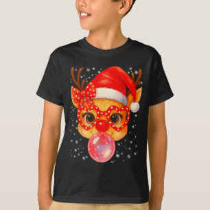 Camiseta Cute Rudolph Nariz Vermelho Chiclete Natal Xmas Gi