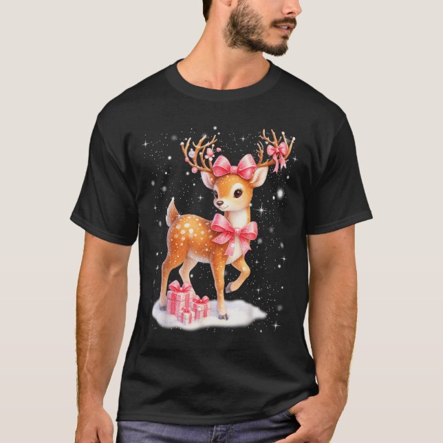 Camiseta Cute Rudolph Nk Coquette Pajamas Christmas Xmas Gi (Frente)