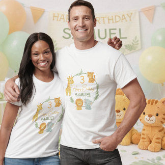 Camiseta Cute Safari Animals Jungle Kids Birthday 