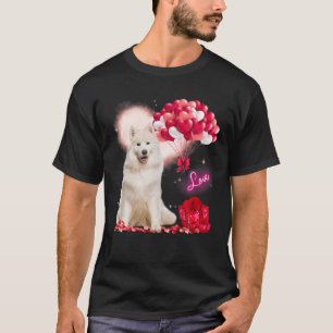 Camiseta Cute Samoyed Balloon Heart Dia de os namorados Val