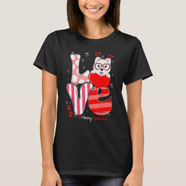 Camiseta Cute Samoyed Dog Love Valentine Puppy (Frente)