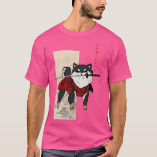 Camiseta Cute Samurai Shiba - Versão Negra