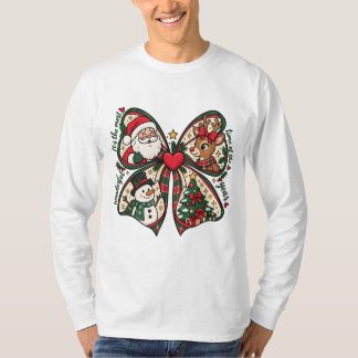 Camiseta Cute Santa Christmas Bow Christmas Holiday Design