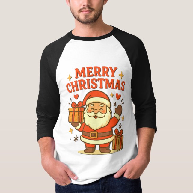 Camiseta  Cute Santa Claus Christmas Art –  Merry Christmas (Frente)
