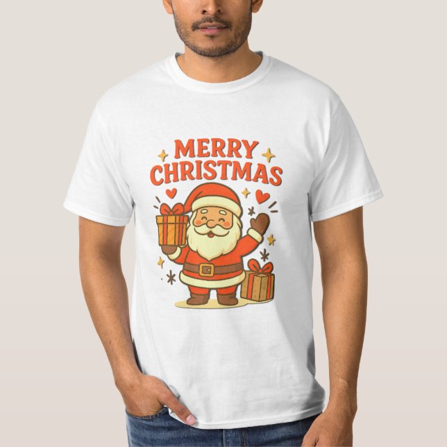 Camiseta  Cute Santa Claus Christmas Art –  Merry Christmas (Frente)