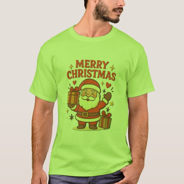 Camiseta  Cute Santa Claus Christmas Art –  Merry Christmas (Frente)