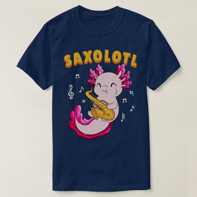 Camiseta Cute Saxolotl Kawaii Saxofone Axolotl Gift Jazz P (Frente do Design)
