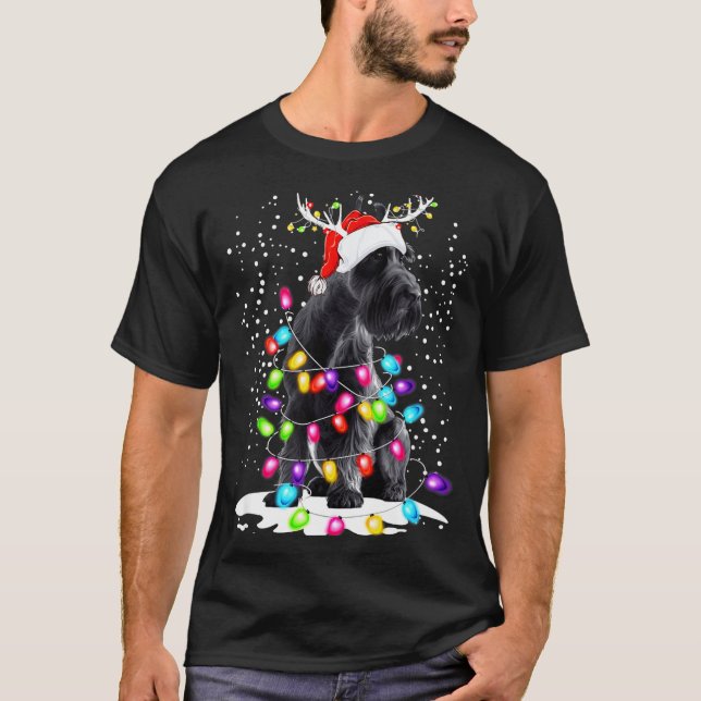 Camiseta Cute Schnauzer With Christmas Lights  (Frente)