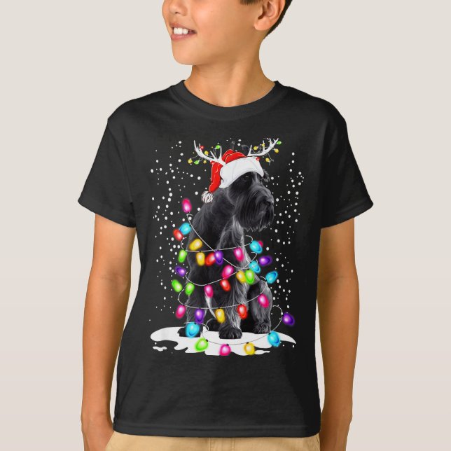 Camiseta Cute Schnauzer With Christmas Lights  (Frente)
