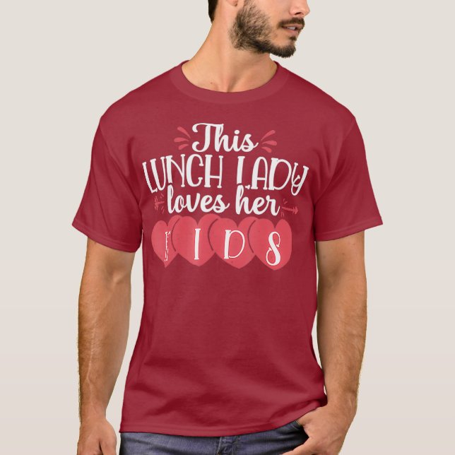 Camiseta Cute School Lunch Lady Valentines Kids Cafeteria (Frente)