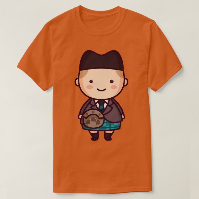 Camiseta Cute Scottish Boy com Kilt (Frente do Design)