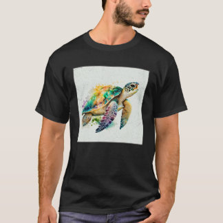 Camiseta Cute Sea Turtle Paint Splatter Illustration Colorf