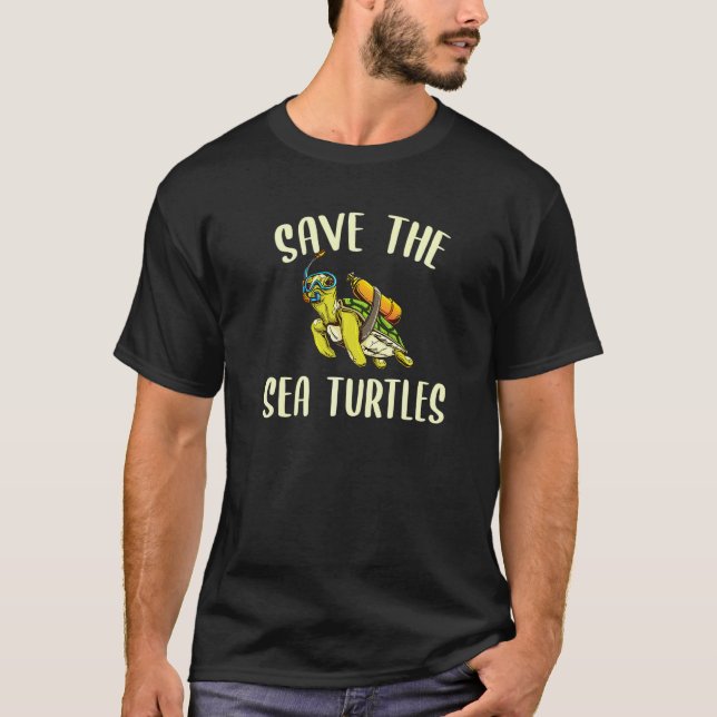 Camiseta Cute Sea Turtle Scuba Diver Design T (Frente)