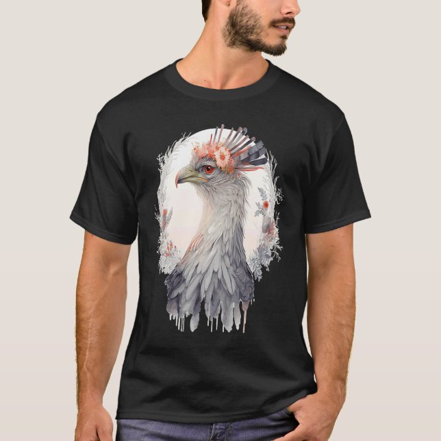 Camiseta Cute Secretary Bird Flower Crown Floral Exotic Bir (Frente)