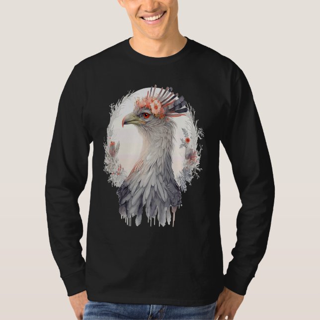 Camiseta Cute Secretary Bird Flower Crown Floral Exotic Bir (Frente)