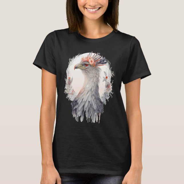Camiseta Cute Secretary Bird Flower Crown Floral Exotic Bir (Frente)
