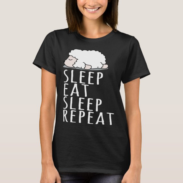 Camiseta Cute sheep sleep eat repeat saying nightdress (Frente)