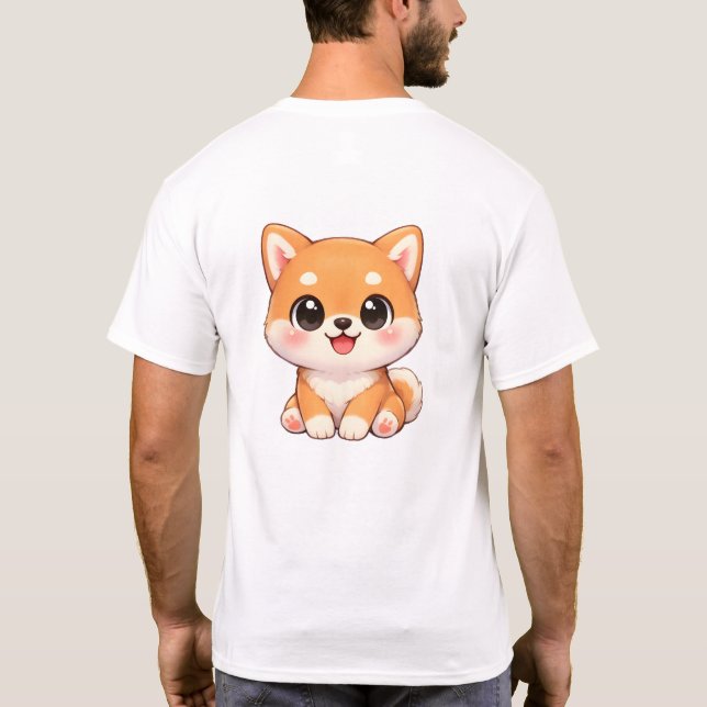 Camiseta Cute Shiba Inu Puppy Chibi Illustration T Shirt (Verso)