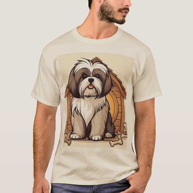 Camiseta Cute Shih Tzu Doghouse illustration (Adorable Shih Tzu T-Shirt!)