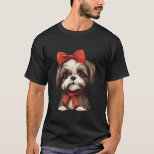 Camiseta Cute Shih Tzu em banda de Arco Vermelha Bandana Lo